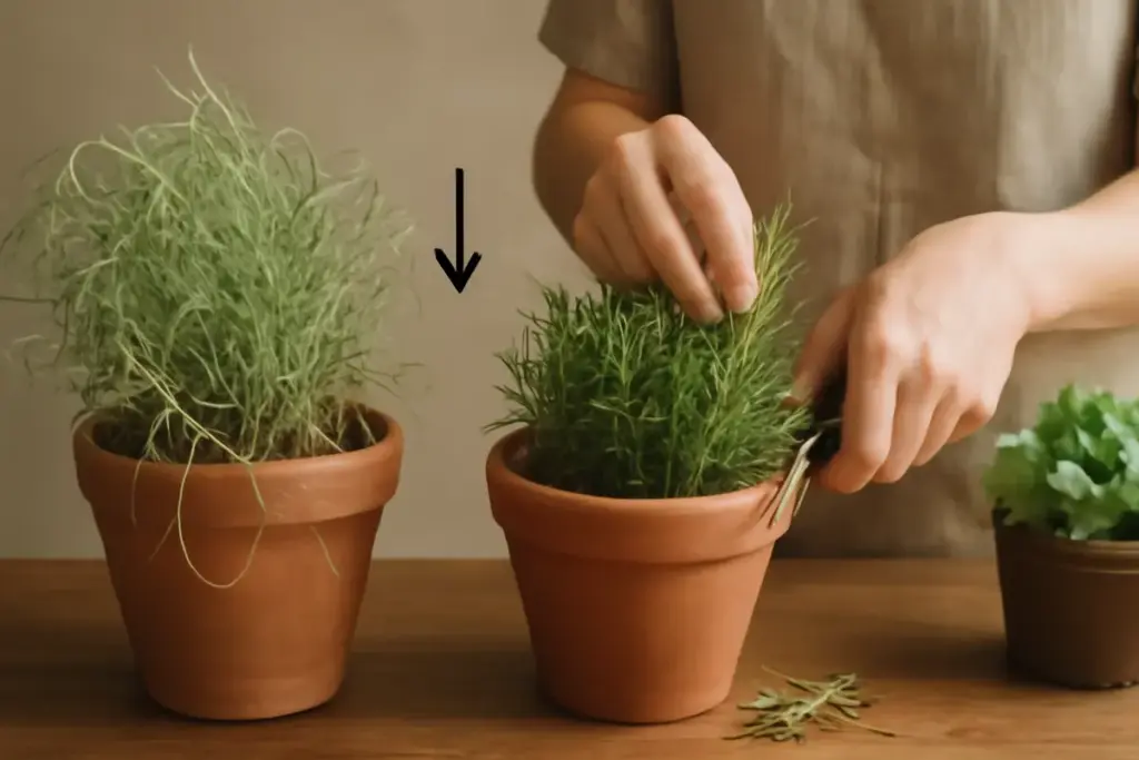 Perché alcune piante aromatiche diventano filamentose? Il trucco per mantenerle compatte e profumate