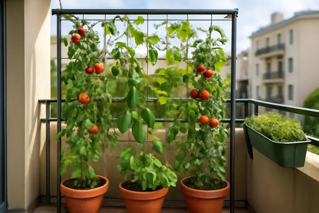 Coltivazione di ortaggi rampicanti su balcone: la struttura più efficace per spazio e resa elevata